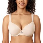 AISILIN Women's Plus Size Full Cup Seamless T Shirt Bra Underwired Support Beige 34D