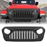 AMERICAN MODIFIED Front Gladiator Vader Grille w/Mesh Compatible with Jeep 2018+ Wrangler JL and 2020+ Gladiator JT Models w/o TrailCam, Matte Black