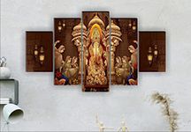 SAF paintings Set Of 5 Ganesha Wall Painting With Frame For Home Decoration, Living Room Office, Hotel (76 X 45 CM) Multicolor, Theme : Religious SANFPNLS31199