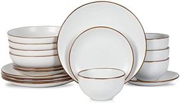 Stone Lain Brasa Modern Stoneware 16 Piece Dinnerware Sets, Plates and bowls Sets, Dish Set for 4, White