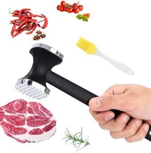 SOBEAU Meat Tenderiser & Schnitzel Tenderiser, Double-Sided Non-Stick Steak Hammer, Meat Hammer with Non-Slip Handle, Meat Hammer for Steak, Chicken, Pork, Chop, Silver