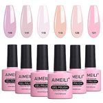 AIMEILI Soak Off Nude Pink Gel Nail Polish Set, All Seasons Pink Nail Polish Gel Color Set for Women Girls Valentines Mothers Day Gift Of 6pcs X 10ml - Kit Set 31