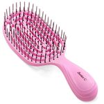 NuWay 4HAIR® U.S. Patented Detangler Hair Brush for Men, Women & Kids - Light Pink | Hair Comb for Scalp Care - Fast Dry Venting Scheme - Special Formulated Bristles | JuniorC Detangling Brush