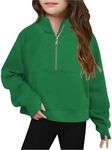 Girls Sweatshirts Size 5-14 Oversized Quarter Zip Sweatshirts Lightweight Long Sleeve Casual Sweatshirt with Pockets