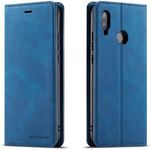 QLTYPRI Case for Huawei P20 Lite, Premium PU Leather Cover TPU Bumper with Card Holder Kickstand Hidden Magnetic Adsorption Shockproof Flip Wallet Case Compatible with Huawei P20 Lite - Blue