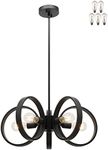 XiNBEi Lighting Chandeliers 5 Light Adjustable Black Chandelier Pendant Light with LED Bulbs for Dining & Living Room XB-C1269-5-MB-LED