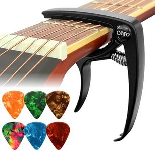 Kapodaster für Gitarre, Capo Gitarre mit 6 Plektren, Kapodaster Capo Capotastos für akustische E-Gitarren und Ukulele, Material   Zinklegierung
