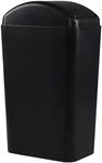 Hespama 14 L Slim Trash Can with Swing Lid, Plastic Kitchen Garbage Bin, Black