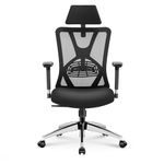 Ticova Ergonomic Office Chair - High Back Desk Chair with Adjustable Lumbar Support, Headrest & 3D Metal Armrest - 130° Rocking Mesh Computer Chair