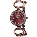 Ajanta Quartz Stainless Steel Watches Analog Studded Brown Band and Round Dial Women's Watch for Girls & Miss &Ladies Diamond Studded with Stylish Watches