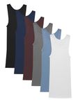 Hanes Men’s Ribbed Tank, Cotton Undershirt Tank, 6-Pack, Assorted, Size Medium