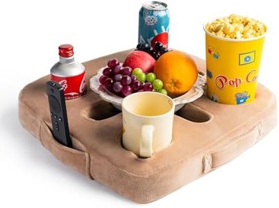 TASITRD Couch Cup Holder - Convenient Couch Organizer, Bed Drink Holder with High-Density Foam, and Non-Slip Base - Couch and Bed Cup Holder Pillow | Couch Caddy for Middle of Couch (Beige)