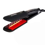 DORISILK Professional Infrared Steam Hair Straightener, 2 inch Wide Tourmaline Ceramic Flat Iron, Vapor Instant Heat Up with Adjustable Temperature, Dual Voltage, Black