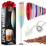 Zulay Kitchen Powerful Milk Frother Wand - Handheld Milk Frother Electric Whisk - Durable Milk Foamer & Mini Blender - Electric Mixer Coffee Frother for Frappe, Matcha - Cupcake