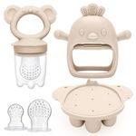 CLDY Baby Fruit Food Feeder & Mini Freezer Tray Combo, 4 Month+, Breastmilk Popsicle Freezer Molds for Baby Cooling Relief, BPA Free Silicone Feeder for Toddler Teething & Infant Self Feeding