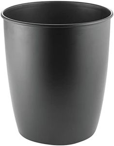 mDesign Small Steel Round Trash Can Bucket - 1.5 Gallon Wastebasket, Garbage Container Bin for Bathroom, Powder Room, Bedroom, Kitchen, Home Office - Malloy Collection - Matte Black