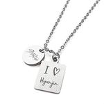 Fanstown kpop STRAY KIDS Dual Pendants Team Logo and LOVE Symbol to member name Necklace for Boys