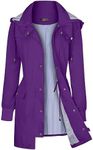 Bloggerlove Womens Rain Jackets with Hood Lightweight Long Rain Coats for Women Waterproof Outdoor Hiking Windbreaker Purple Xl