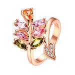 Yellow Chimes Rings for Women Multicolor Ring Sparkling Glamourously Swiss Zircon RoseGold Plated Adjustable Ring for Women and Girls.