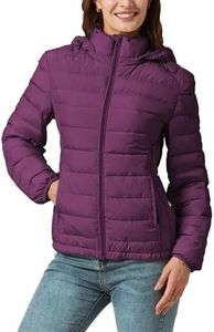 YZG Down Jacket for Women Ultra Lightweight Long Sleeve Puffer Coat with Detachable Hooded Purple M
