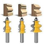 WSOOX Architectural Molding Router Bits by 1/2-Inch Shank 3PCS Woodworking molding Shape Cutters Skirt Board Router Bits