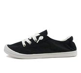 Soda Flat Women Shoes Linen Canvas Slip On Sneakers Lace Up Style Loafers Zig-S, Black/White, 7.5