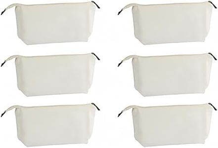 Juvale 6 Pack Canvas Makeup Bags with Zipper for Cosmetics, Toiletries, DIY Crafts (White, 11.75 x 5.5)