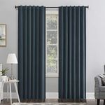 Sun Zero Hampshire Velvet Noise Reducing Thermal Extreme Total Blackout Back Tab Curtain Panel, 50" x 96", Teal