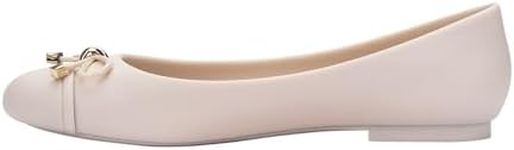 Melissa Doll V Jelly Flats for Women - Soft & Flexible Ballet Flats for Women, Bow Applique, Slip-on Closed-Toe Women’s Jelly Shoes, Light Beige, 6