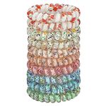 JessLab Spiral Hair Ties, 10pcs Assorted Traceless Spiral Hair Ties, Cute Plastic Coil Ponytail Holders, No-Damage Hair Accessory for Women and Girls, Floral