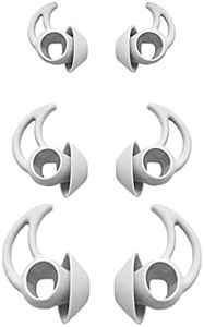 Adhiper QC/Sport Silicone Ear Plugs Compatible with Bose QuietComfort/Bose Sport Wireless in-Ear Headphones, S M L 3 Pairs of Silicone Replacement Ear Plugs (White)
