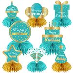 Teal Gold Birthday Decorations Table Centerpieces