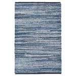 Bravich Recycled Cotton Chindi Rug - Denim Fabric. Blue Rug, Woven Traditional Indian Carpet Runner. Rag Rug For Living Room, Bedroom & Hallway. Washable Area Rugs For Home - 60x90cm