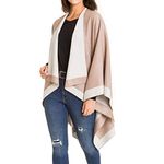 MIMOSITO Women's Shawl Wrap Poncho Ruana Cape Cardigan Sweater Open Front for Fall Winter, Classics - Beige Cream, One size