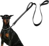 Dog Leash for Large Dogs, Traffic Padded 2 Handles for Extra Control, 6 FT Long with Reflective Stitch for Night Walking Black