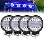 NWpangu 4.5''Led Light Pods Round Spot Flood Combo Work Lights Off Road Driving Lights DRL with Halo Ring Light Bars for Truck,4x4,SUV,ATV,Tractor, 4PCS (Blue Halo)