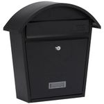 Burg-Wachter MB06BK Classic 2 Wall Mounted Galvanised Steel Lockable Weatherproof Post Box Matt Black - 36x38x13cm