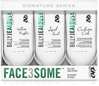 Billy Jealousy Face3Some Face Trio Vegan Mens Skin Care Kit with Travel Size Toiletries, Daily Facial Cleanser, Exfoliating Facial Cleanser and Skincare Moisturizer, Gentle Fresh Scent