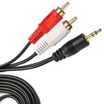 Pipestation RCA to 3.5mm Aux Cable - 1.5m | Phono to 3.5mm Jack Adapter Lead | RCA Cable to Audio Jack | Headphone Jack Adaptor RCA Cables Gold-Plated Aux Audio Splitter | Hi-Fi Amplifier Speaker