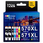 GPC Image 12-Pack PGI 570XL CLI 571XL Ink Cartridges Replacement for Canon 570 571 Compatible with PIXMA MG5700 MG5750 MG5751 MG6850 MG6851 TS5050 TS5051 TS6050 TS6051 (PGBK Black Cyan Magenta Yellow)