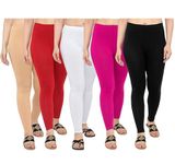 CoreFab Soft Cotton Ankle Length Legging for Women (Pack of 5)