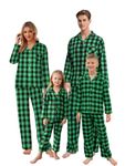 Umeyda Family Christmas Pjs Matching Sets Plaid Pajamas Long Sleeve Holiday Sleepwear Set for Adults Kids, Green, Small