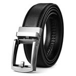 GUSTAVE® Men Leather Belt Ratchet Leather Belt 49'' Ratchet Lock Buckle Leather Belt Metal Alloy Buckle Men Casual Leather Belt Gift Father's Day Gift