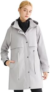 Orolay Women's Waterproof Hooded Rain Jacket Long Raincoats Lightweight Trench Coat Active Outdoor Windbreaker Gray XX-Large