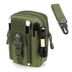 Piscorush Tactical Waist Pouch MOLLE EDC Pouch Outdoor Man Waist Bag with Phone Belt Clip Holder Holster Carrying Pouch for Smartphone… (with Tactical Webbing Carabiner, Olive Drab)