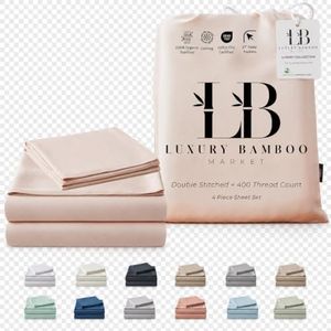 LB Luxury Bamboo Market Split King Size Sheet Set | 2 Fitted Sheets for Sleep Number & Adjustable Beds | Organically Grown | Ultra Soft & Cooling |100% Viscose | 17" Deep Pocket [Vintage Pink]