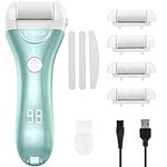 Electric Foot File Callus Remover, Etship Rechargeable Pedicure Feet Care Grinder, Portable Hard Skin Remover Pedicure Tools for Dead Dry Skin, Cracked Heel, Professional Electric Feet Callus Shaver with 4 Roller Heads, 3 Nail Files