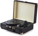 Amazon Basics Turntable Record Player with Built-in Speakers and Bluetooth, Suitcase, Black