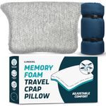 Lunderg Travel-Size CPAP Pillow for Side & Back Sleepers - Memory Foam with Adjustable Height & Travel Bag Included - Helps Reduce Mask Leaks & Pressure - Works with All CPAP Masks