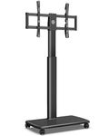 FITUEYES Mobile Tall TV Stand/Cart with Wood Base & Wheels Swivel Mount Height Adjustable for 32 to 65 inch Screen(Black)